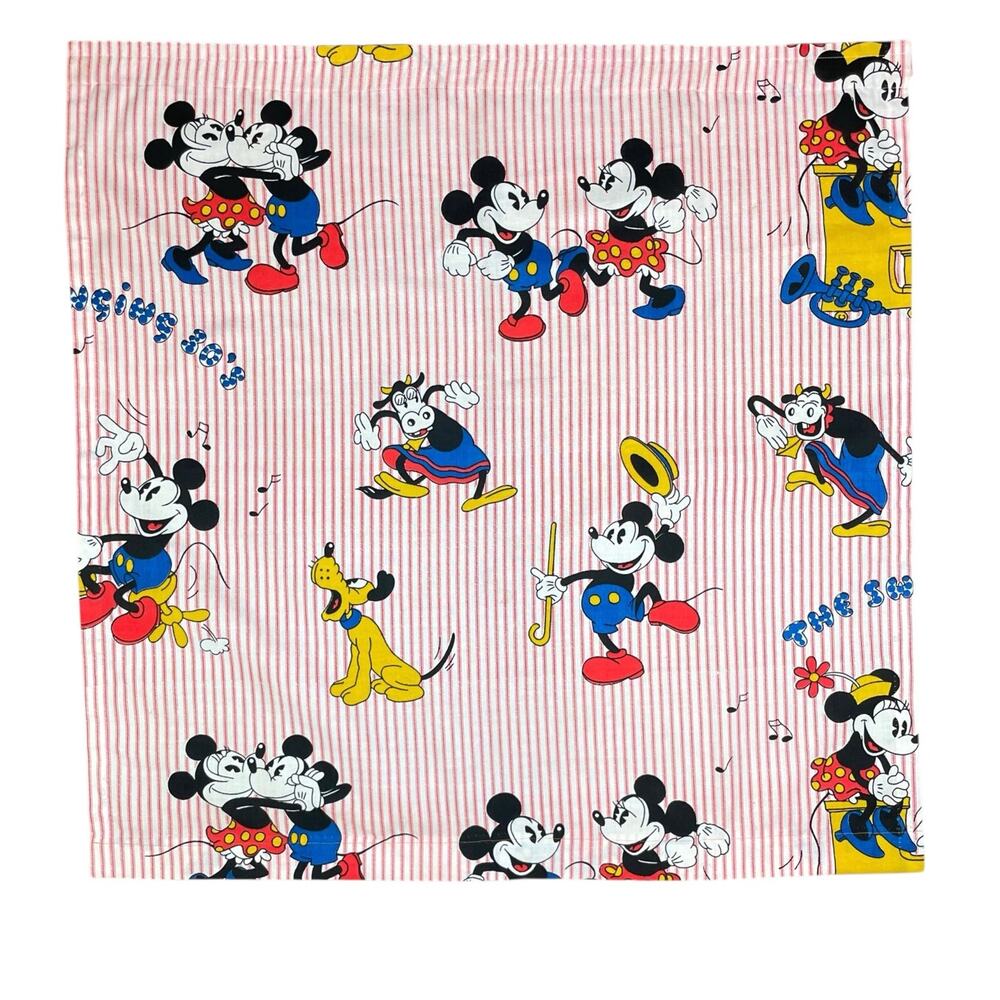 Vintage Handmade Disney Red Striped Mickey and Minnie Valance Curtains Set